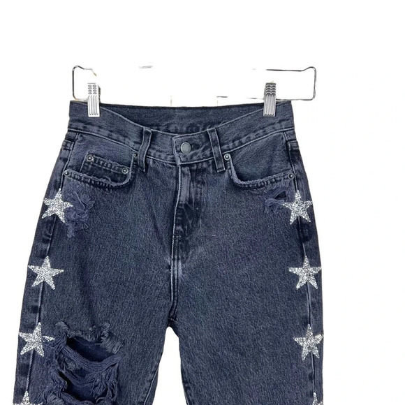 Carmar Alexander Nova Rhinestone Star Jeans Black Size‎ 25 - Picture 2 of 12